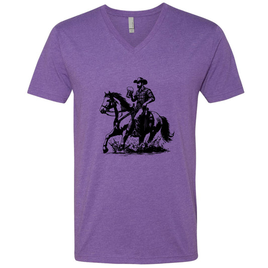 Cowboy Horse Beer V-Neck T-Shirt